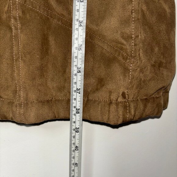 Vintage LL Bean Women's L Faux Suede Quilt Goose Down Parka Coat Sherpa Brown - Picture 12 of 12